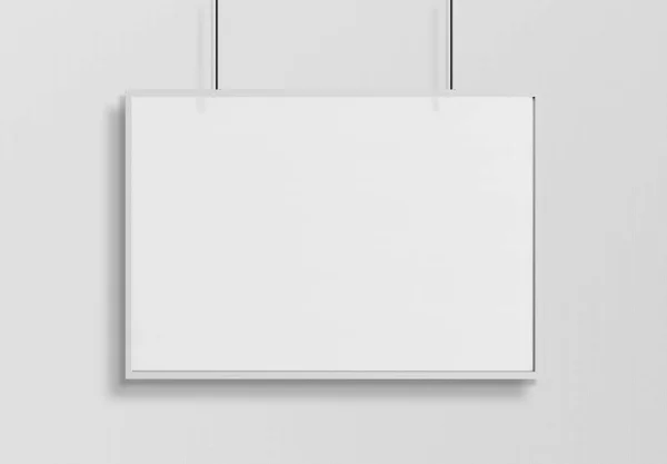 Mockup 3d render asılı beyaz bir çerçeve — Stok fotoğraf