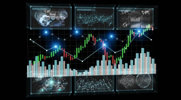 3 d レンダリング証券取引所データとチャート図 — ストック写真