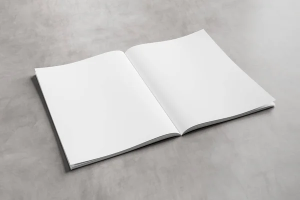 White open magazine mockup on concrete 3D rendering — Stock Photo, Image