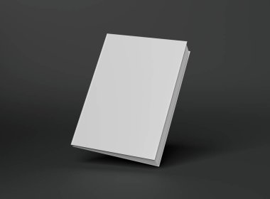 Boş A4 kitap ciltli mockup gri arka plan 3d re üzerinde yüzen