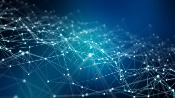 Абстрактное подключение голубой фон сети 3D рендеринг
