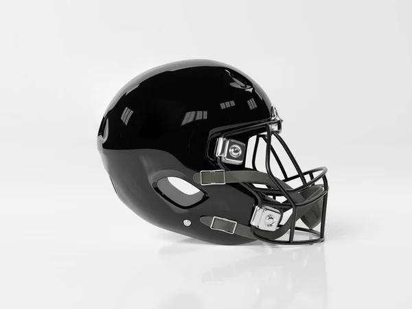 Zwarte American Football Helm geïsoleerd op witte mockup 3D rende — Stockfoto