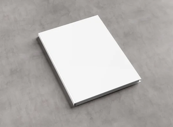 Порожній макет книги твердого покриття на бетонній 3D рендерингу — стокове фото