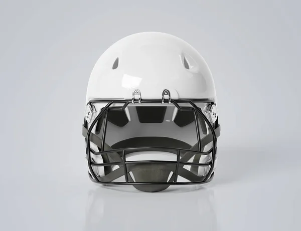 Casco da football americano bianco isolato su mockup grigio rendering 3D — Foto Stock