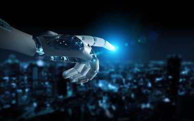 Akıllı robot makine parmak 3d render işaret