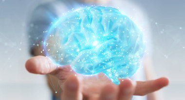 Bir insan dijital 3d projeksiyon kullanarak işadamı beyin 3d parçalamak