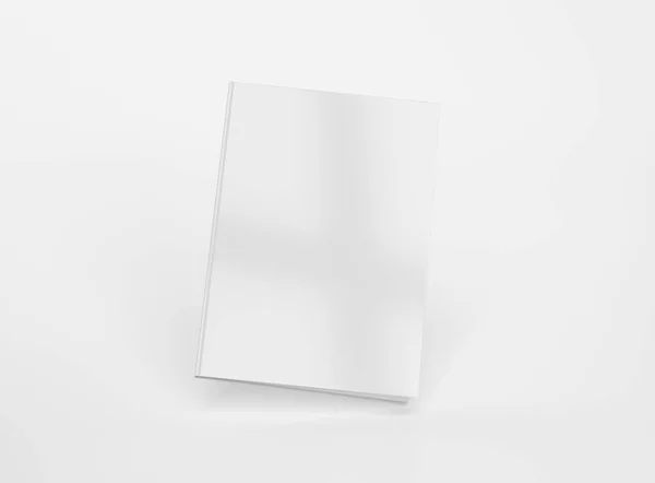 Lege A4 boek hardcover mockup zwevend op witte achtergrond 3D r — Stockfoto