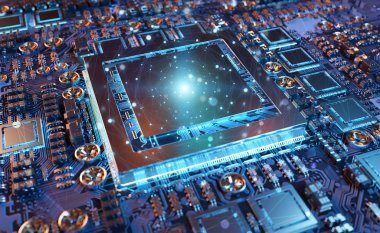 Modern bir Gpu kartı bağlantıları 3d render ile yakından görmek