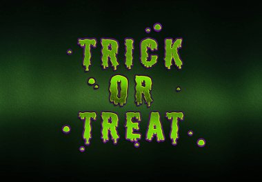 Karanlık arka plan üzerinde Mutlu Halloween goblin kartı etkisi