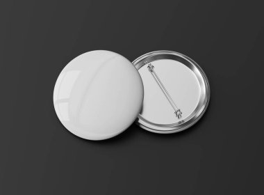 Gri arka plan 3d render üzerinde iki rozetleri bir mockup