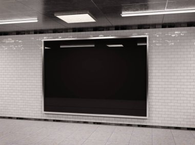 Yatay yeraltı billboard çerçeve Mockup 3d render