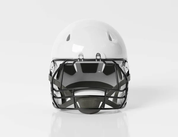 Biały amerykański hełm w piłce nożnej na białym makieta 3D Rende — Zdjęcie stockowe