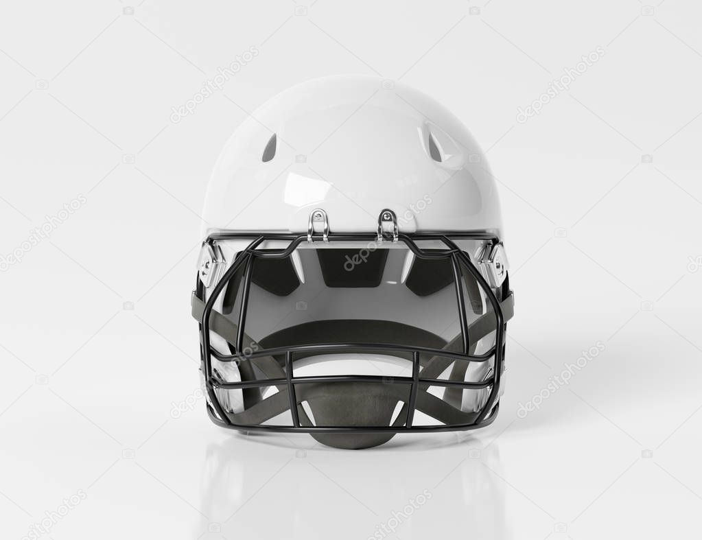 White American football helmet isolated on white background mockup 3D rendering