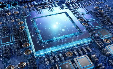 Modern bir Gpu kartı bağlantıları 3d render ile yakından görmek