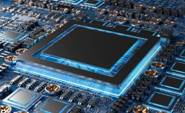 Modern bir Gpu kartı devre 3d render ile yakından görmek