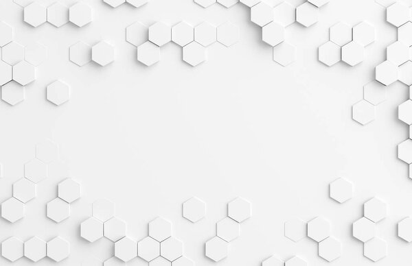 Белый шестиугольный фон 3D рендеринг
