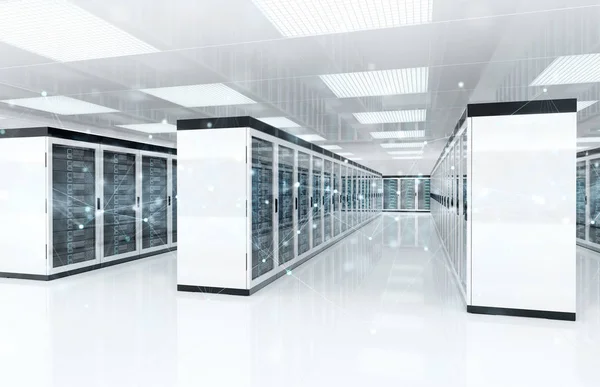 服务器中的连接网络 数据中心室存储系统 3 — 图库照片