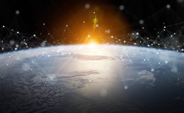 Dünya çapında Global verileri değişimleri ve bağlantı sistemi 3D 