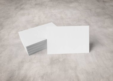 Beyaz kartvizit yığını. Beton 3d ren 'de izole edilmiş.