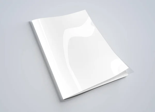 Макет мягкой обложки журнала изолирован на сером фоне 3D рендеринга — стоковое фото
