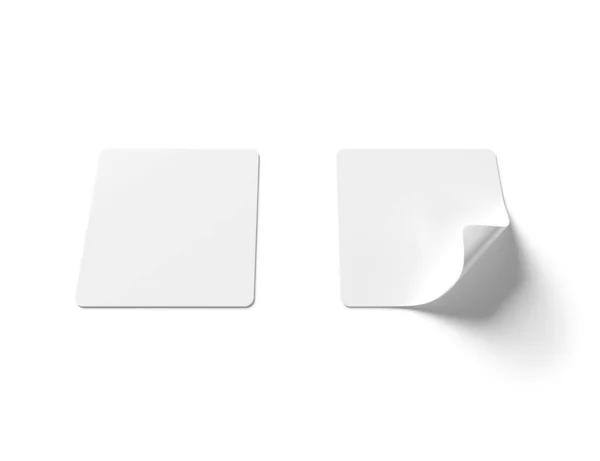 Quadrado em forma de adesivo mockup isolado no fundo branco 3D re — Fotografia de Stock