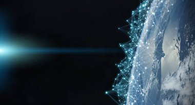 Dünya çapında Global verileri değişimleri ve bağlantı sistemi 3D 