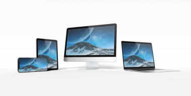 Akıllı telefon dizüstü bilgisayar ve tablet hizalama ile modern cihazlar
