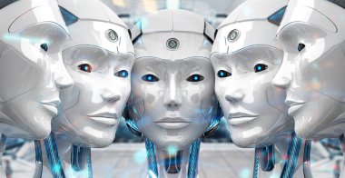 Grup birbirlerinin cyborg ordu kavramı yakın kadın robotlar 