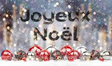 Noel kartı. Kırmızı ve gümüş noel hediyeleri.