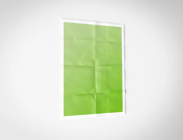 Cartel plegado aislado sobre fondo blanco Mockup 3D redenring — Foto de Stock