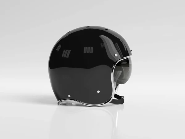 Black vintage helm sepeda motor terisolasi pada latar belakang putih Mock — Stok Foto