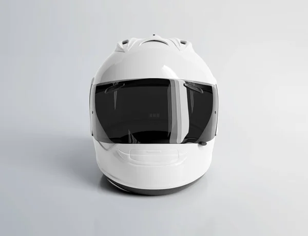 Casco moto bianco isolato su bianco Rendering Mockup 3D — Foto Stock