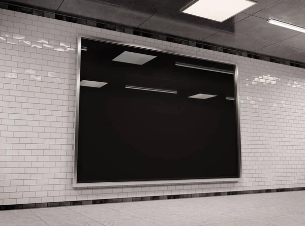 Marco horizontal de la cartelera subterránea Representación 3D de Mockup — Foto de Stock
