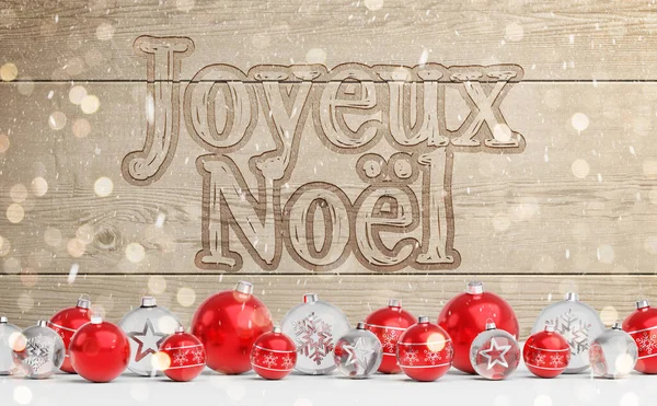 彫刻された木と装飾のクリスマスカードの挨拶｜3D ren — ストック写真