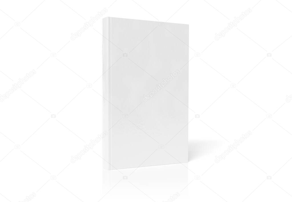 Blank A4 book hardcover mockup isolated on white 3D rendering