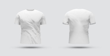 Gölge Mockup ile izole edilmiş tişört. Önde ve arkada beyaz arkaplanda boş forma