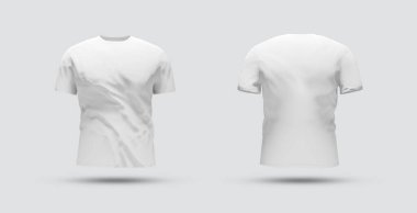 Isolated t-shirt with shadow Mockup. Front and back side blank jersey on white background clipart