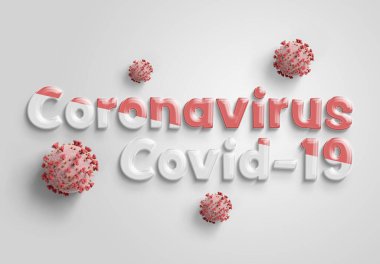 Beyaz arka planda Coronavirus Covid-19 metni. 2019-NCoV resmi adı Dünya Sağlık Örgütü tarafından tanıtıldı. 2019 'da keşfedilen yeni hastalık şimdi küresel olarak yayılıyor.