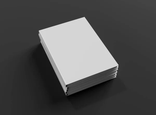 Blank Book Hardcover Pile Mockup Isolated Grey Background Rendering — Stock Photo, Image