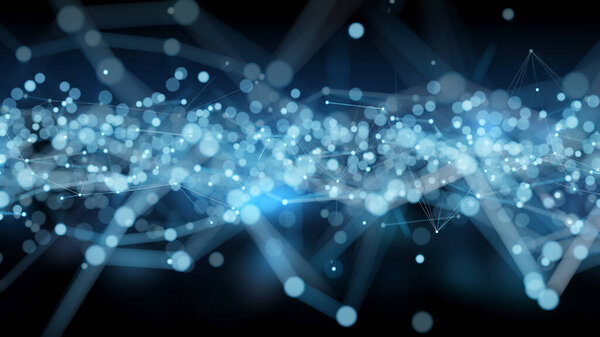 Абстрактное цифровое сетевое подключение синий фон 3D рендеринг
