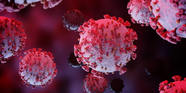 Mikroskopijne Zbliżenie Choroby Wieńcowej Choroba Red Coronavirus Rozprzestrzenia Się Komórkach — Zdjęcie stockowe