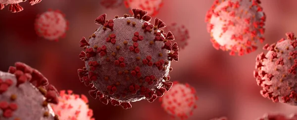 Microscopic Close Covid Disease Red Coronavirus Illness Spreading Body Cell — Stock Photo, Image