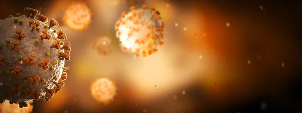 Plano Microscópico Doença Covid Doença Coronavírus Laranja Que Espalha Célula — Fotografia de Stock