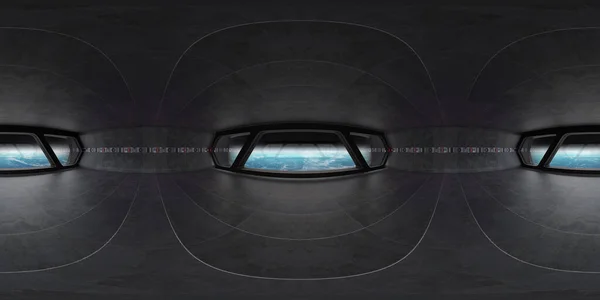 High Resolution Hdri Panoramic View Dark Spaceship Interior 360 Panorama — Stock Photo, Image