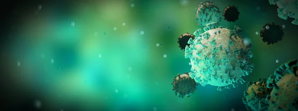 Microscopic Close Covid Disease Green Coronavirus Illness Spreading Body Cell — Stock Photo, Image