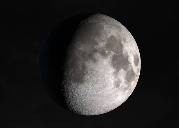 Vista Una Media Luna Espacio Con Estrellas Fondo Elementos Representación — Foto de Stock