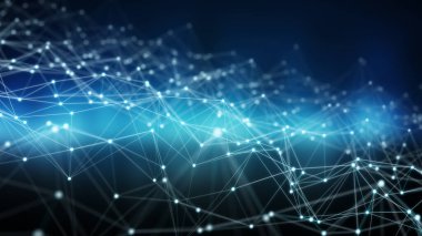 Dijital Ağ bağlantısı mavi arka plan 3d render soyut