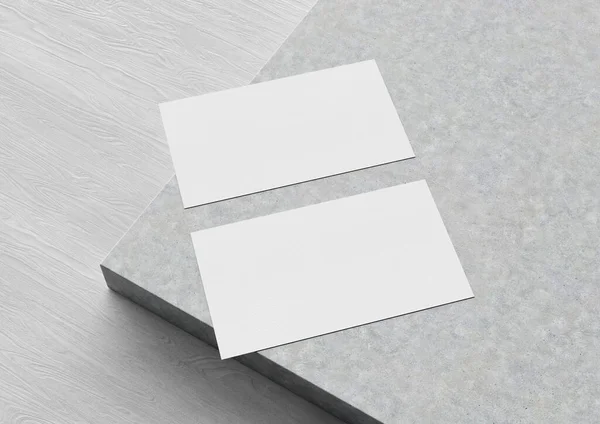 Dois Brancos Cartão Visita Mockup Fundo Concreto Tamanho Americano Chamando — Fotografia de Stock