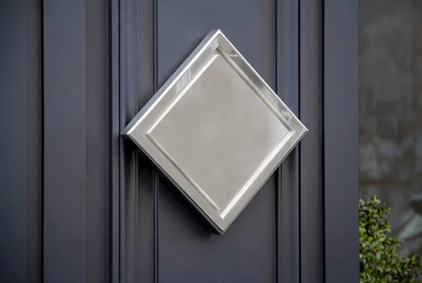 Metallic Diamond Sign Hotel Door Mockup Golden Plate Storefront Wall — Stock Photo, Image