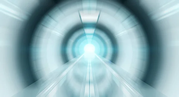 Abstract Zoom Effect Een Heldere Tunnel Achtergrond Met Kleurrijke Verkeerslichten — Stockfoto